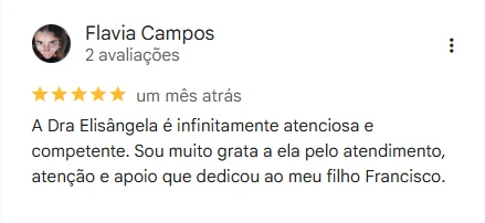 Avaliação de Flavia Campos no Google